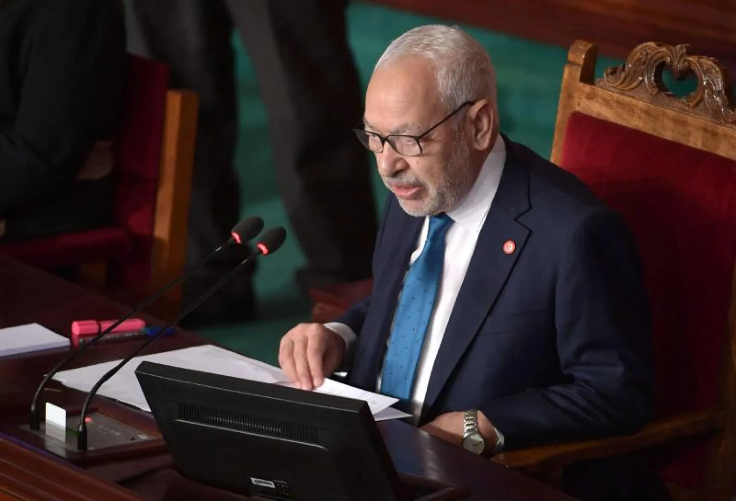 Tunisian Speaker Rached Ghannouchi attending a plenary session. (File picture: AFP)
