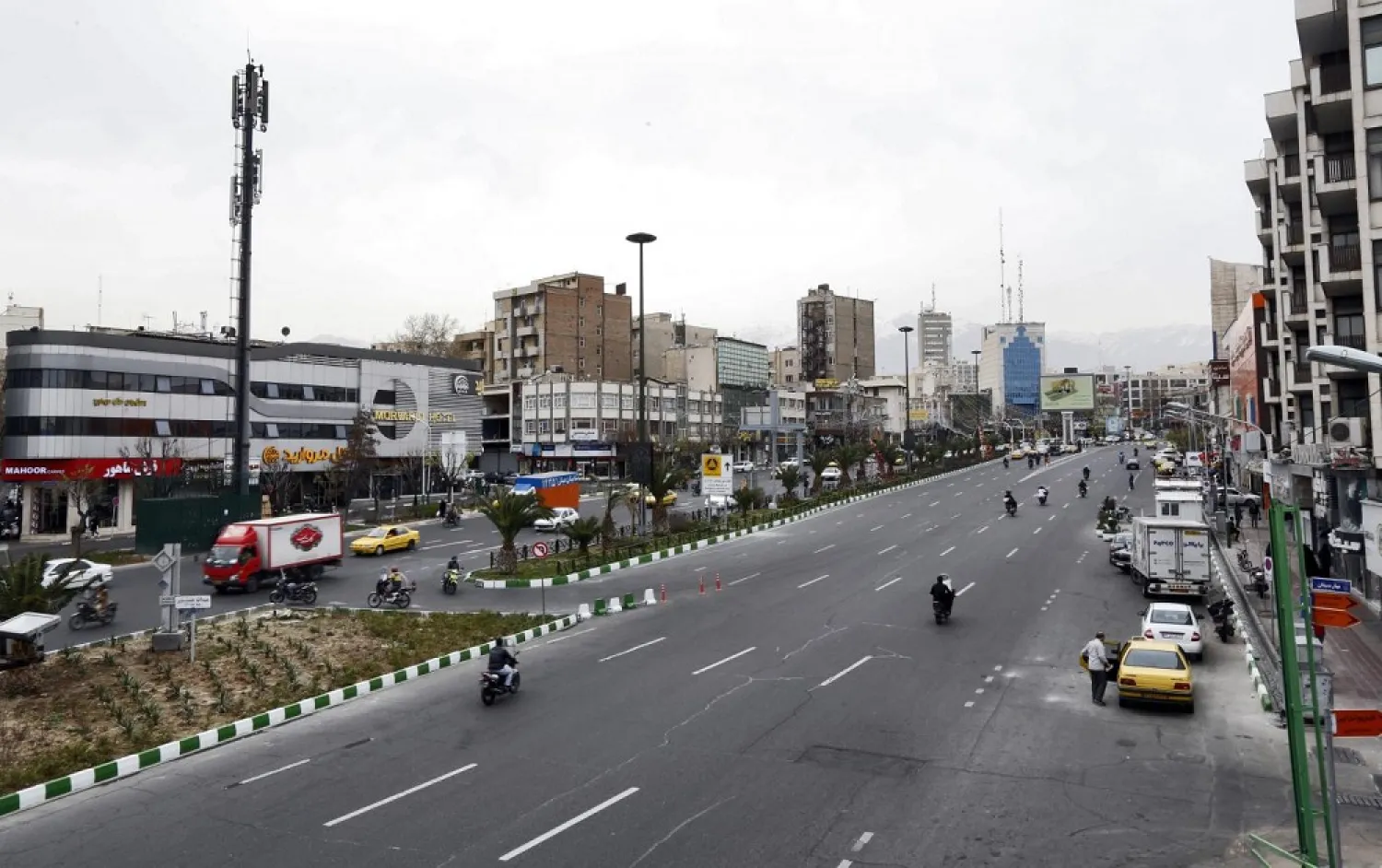 This picture taken on March 14, 2020 shows a general view of Hafte Tir square in Iran's capital Tehran. (AFP)