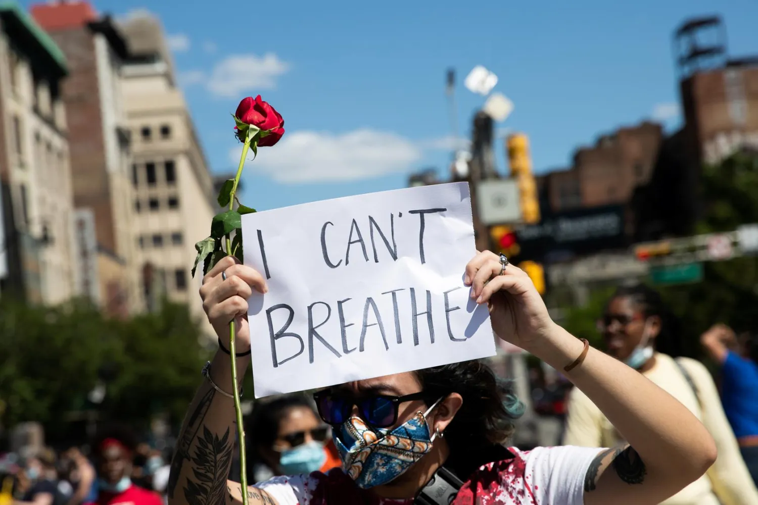 Protesters rally against the death in Minneapolis police custody of George Floyd, in Newark, New Jersey, US, May 30, 2020. REUTERS/Jeenah Moon