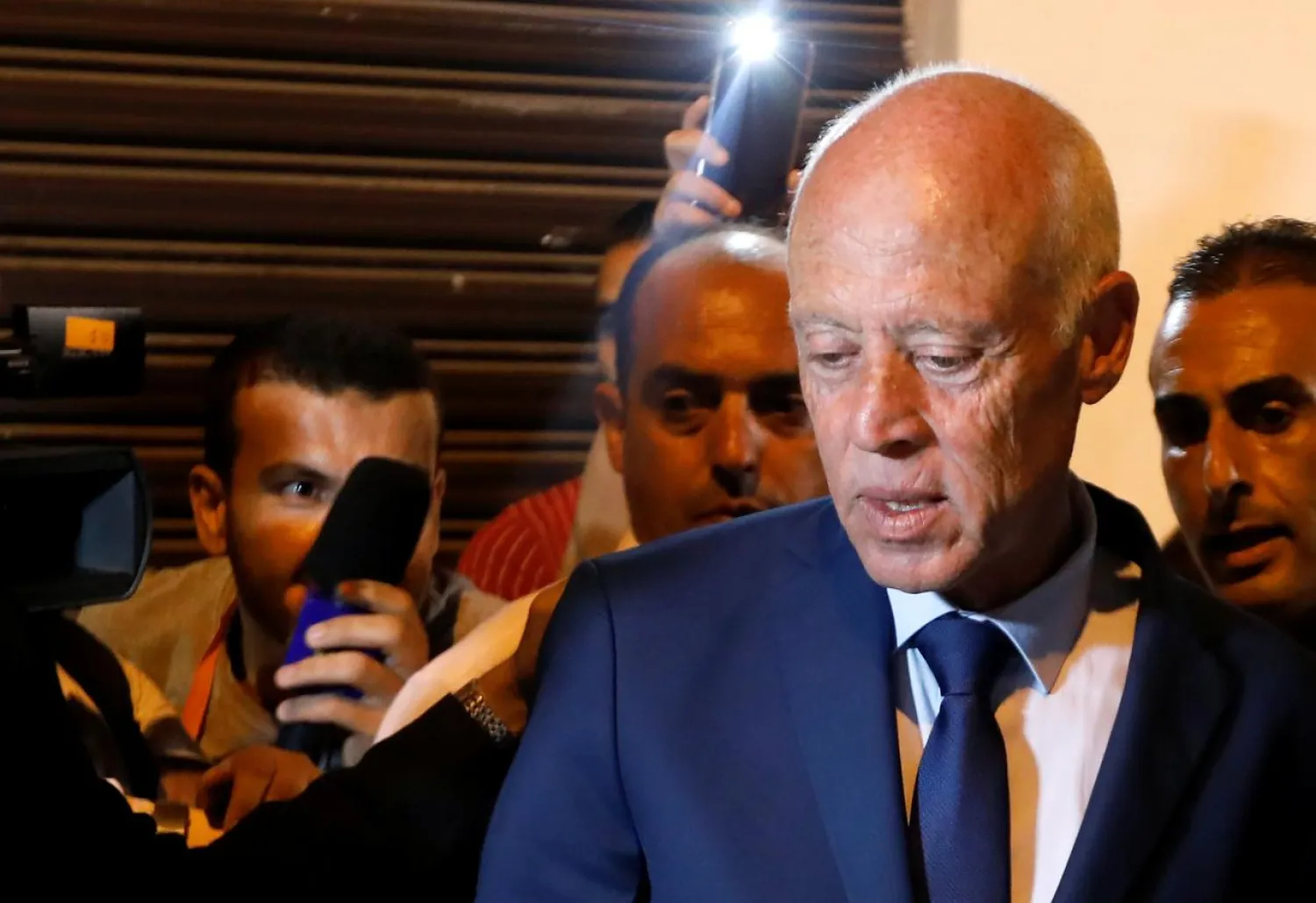 President Kais Saied is pictured after unofficial results of the Tunisian presidential election in Tunis, Tunisia, September 15, 2019. REUTERS/Zoubeir Souissi