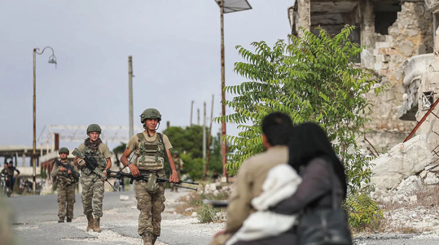 دورية جند أتراك في جبل الأربعين بأريحا جنوب إدلب الشهر الماضي (أ.ف.ب)