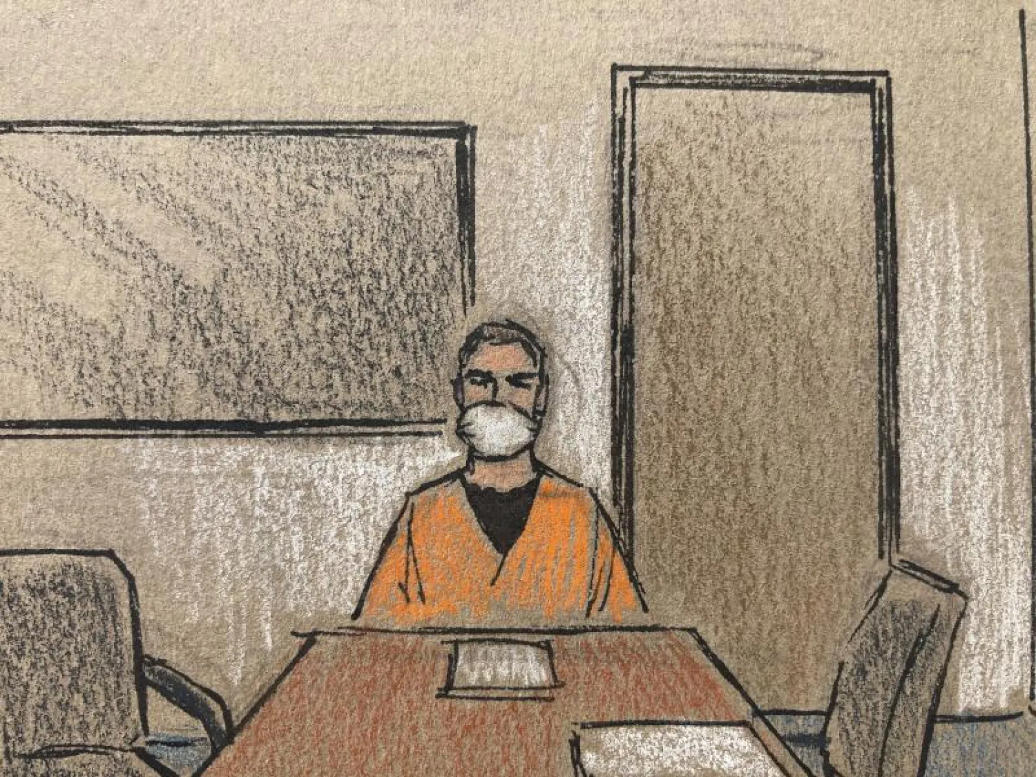 رسم يمثل الشرطي ديريك شوفين في المحكمة (أ.ب)