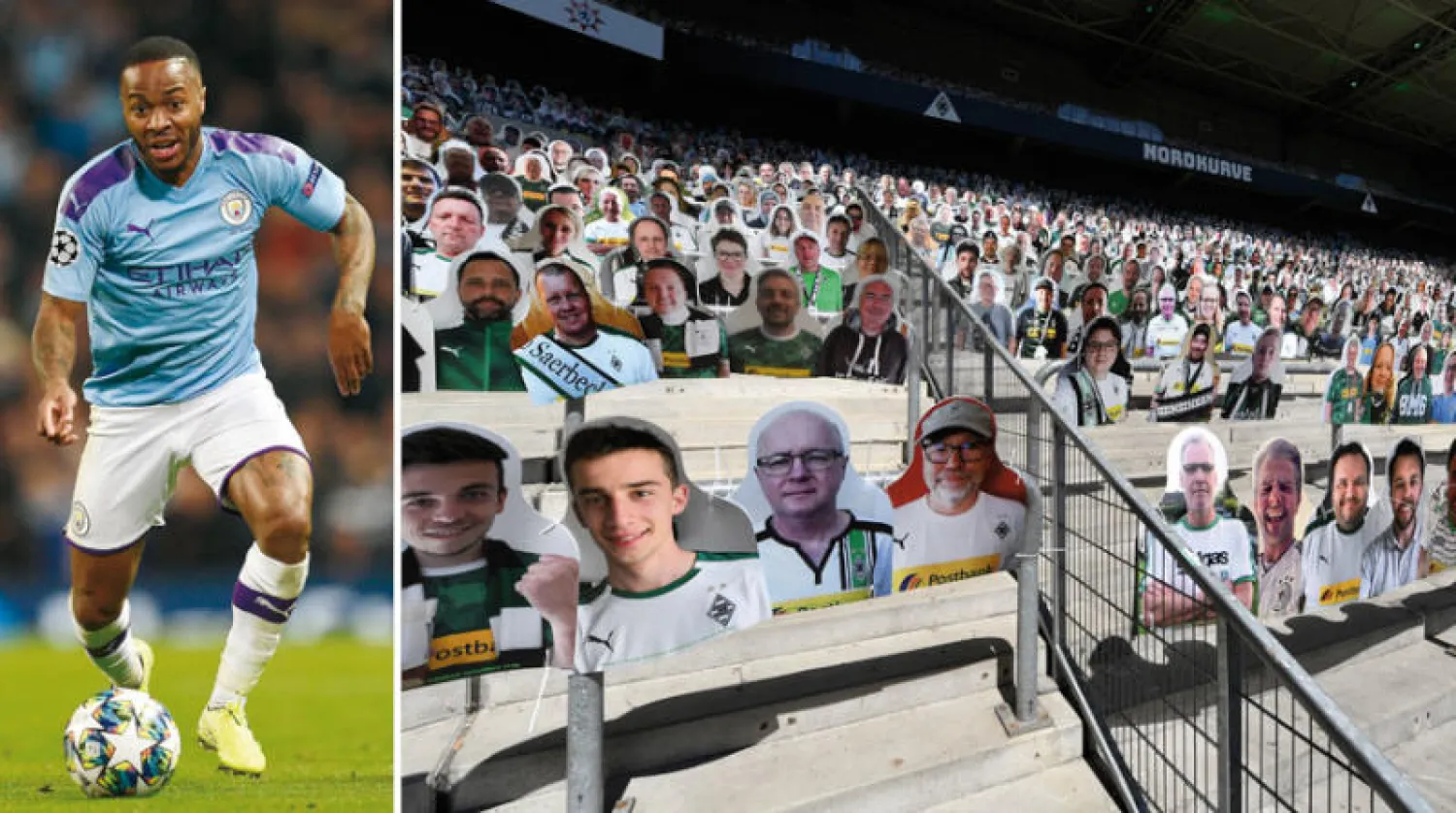 نادي برايتون سيطبق الفكرة الألمانية بنشر صور لهياكل المتفرجين بالمدرجات (أ.ب)  -  ستيرلينغ طالب بزيادة عدد المدربين السود بالدوري الإنجليزي (أ.ف.ب)