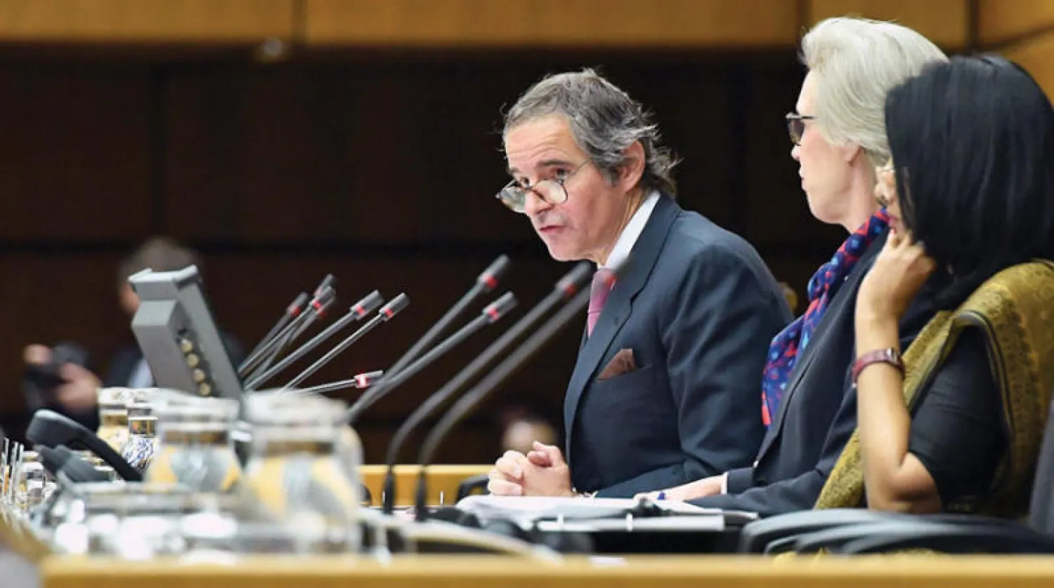 المدير العام لـ«الطاقة الدولية» رافائيل غروسي يفتتح اجتماع مجلس محافظي الوكالة في فيينا مارس الماضي (الوكالة الدولية)