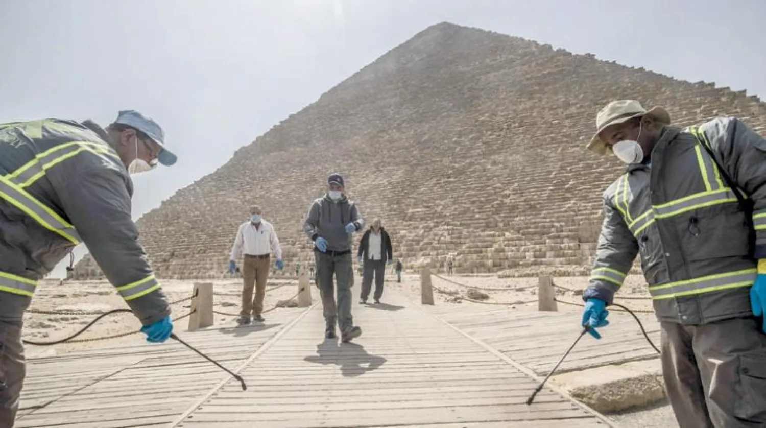 A photo of a sterilization operation in Giza on March 25th, from the archives (AFP)