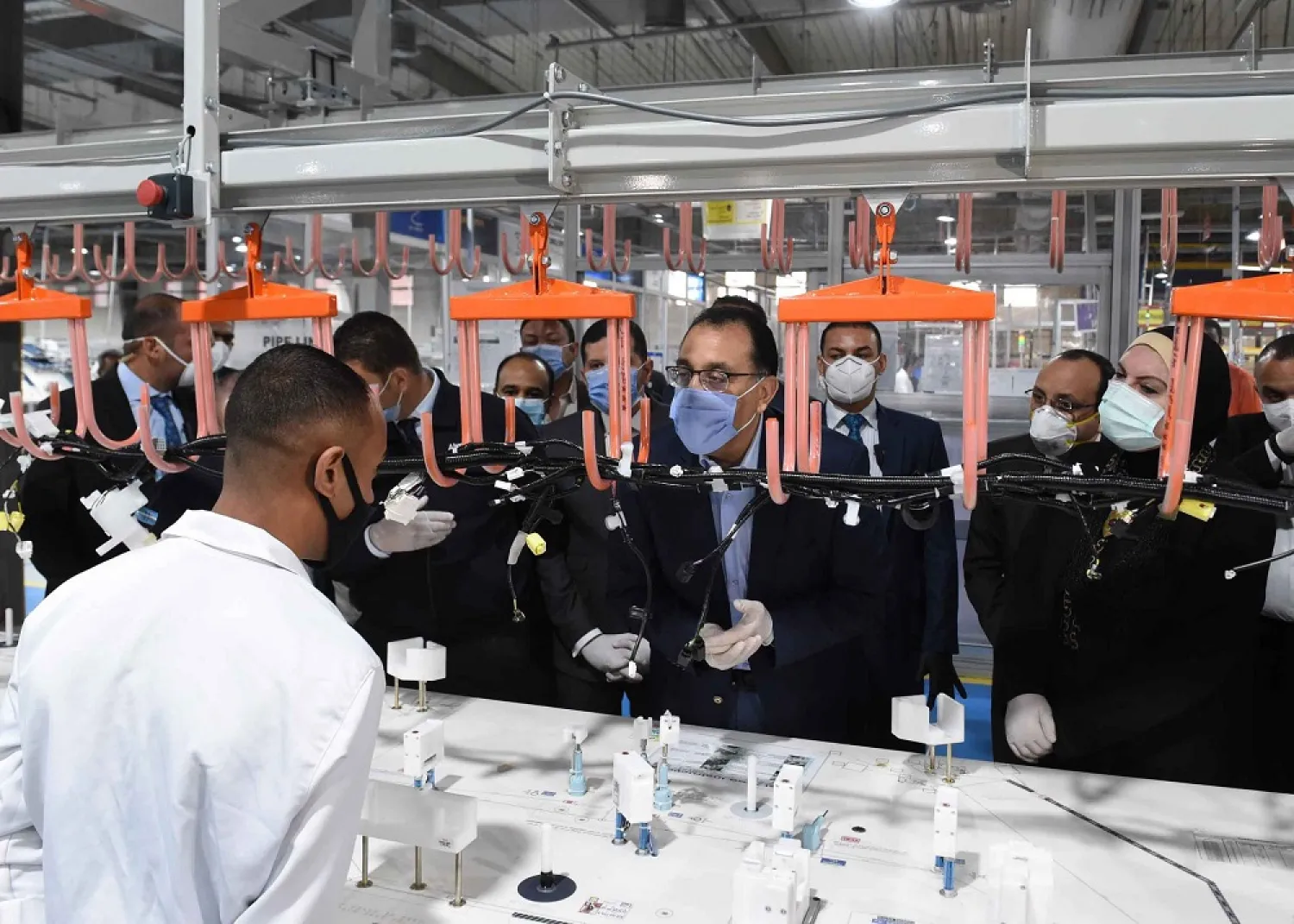 Egyptian Prime Minister Mostafa Madbouly during a visit to a factory in Cairo on Saturday, June 13, 2020. (Egyptian government)
