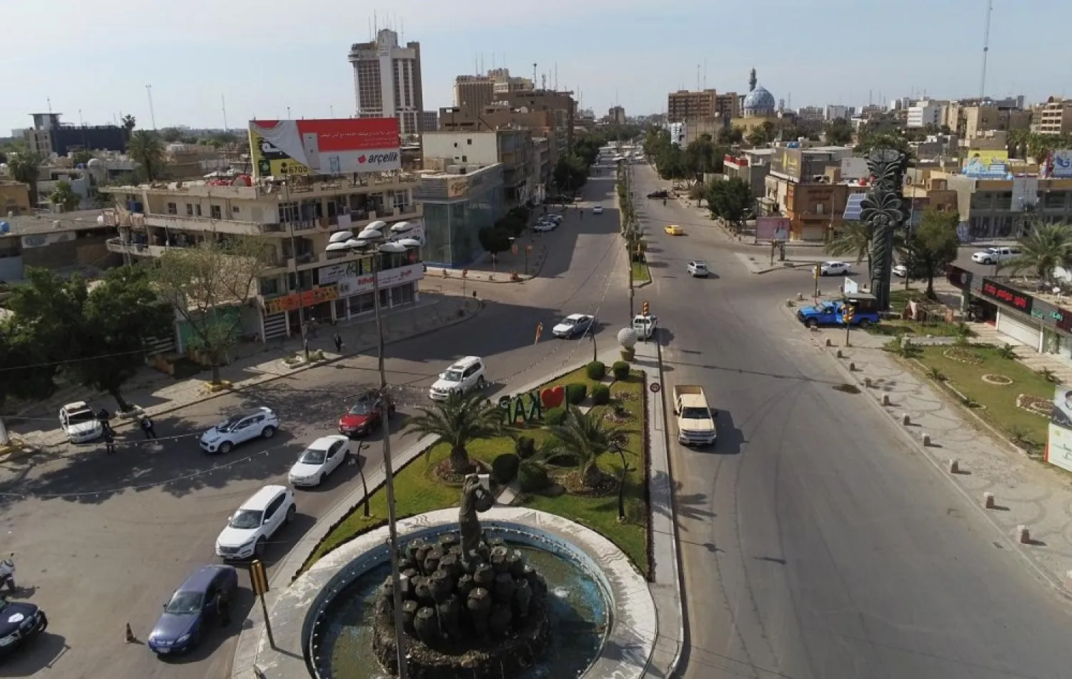 A general view of a nearly empty Baghdad downtown to help fight the spread of the coronavirus, in Baghdad, Iraq, Saturday, April 4, 2020. (AP)