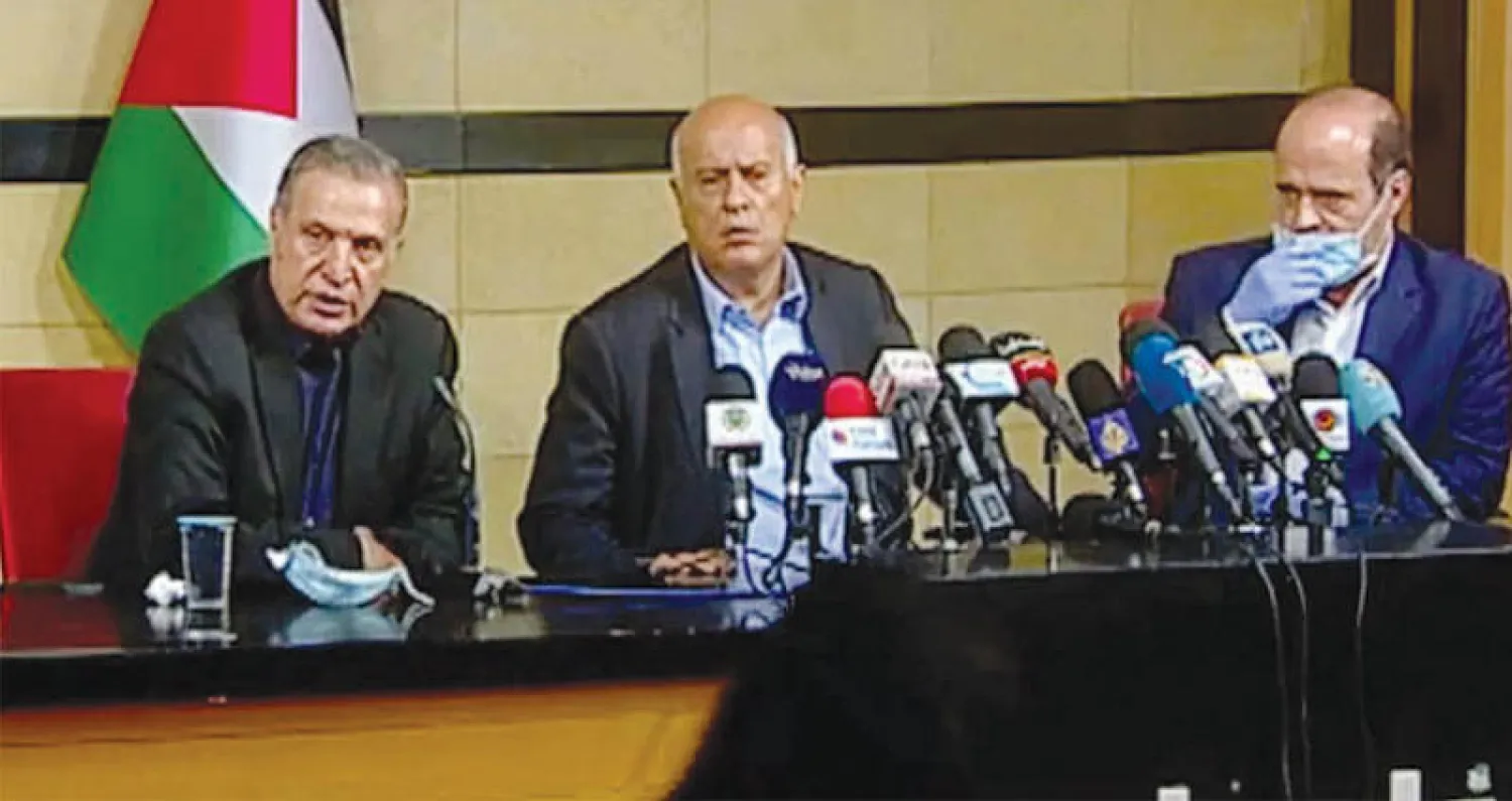 مؤتمر صحفي في رام الله أمس للرجوب وأبو ردينة (وفا)