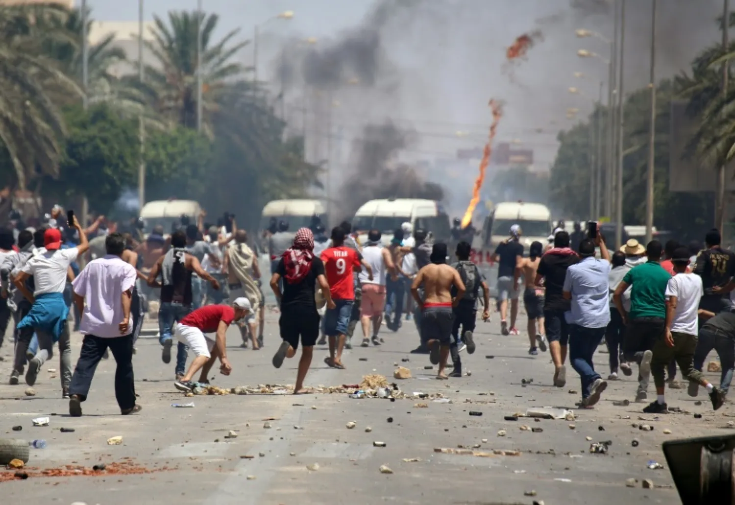 Tunisian protesters clash with security forces as they demonstrate in the southern city of Tataouine demanding authorities make good on a 2017 promise to provide jobs in the gas and oil sector | AFP