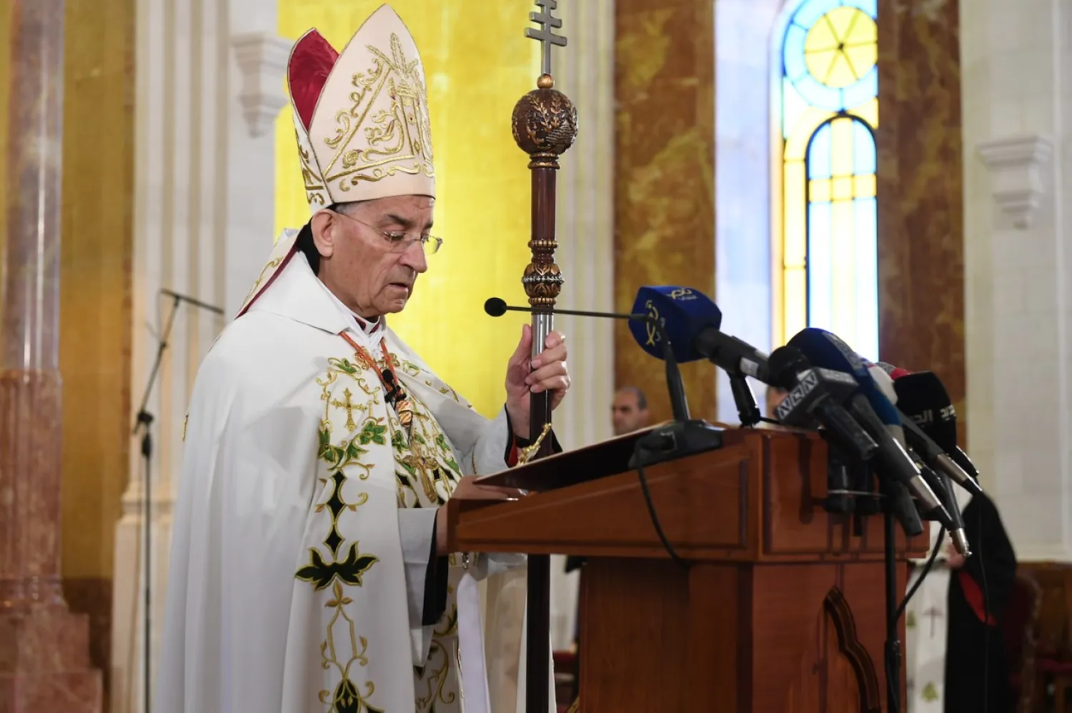 Maronite Patriarch Beshara Boutros Rai speaks during the Sunday Mass in Bkerki (NNA)