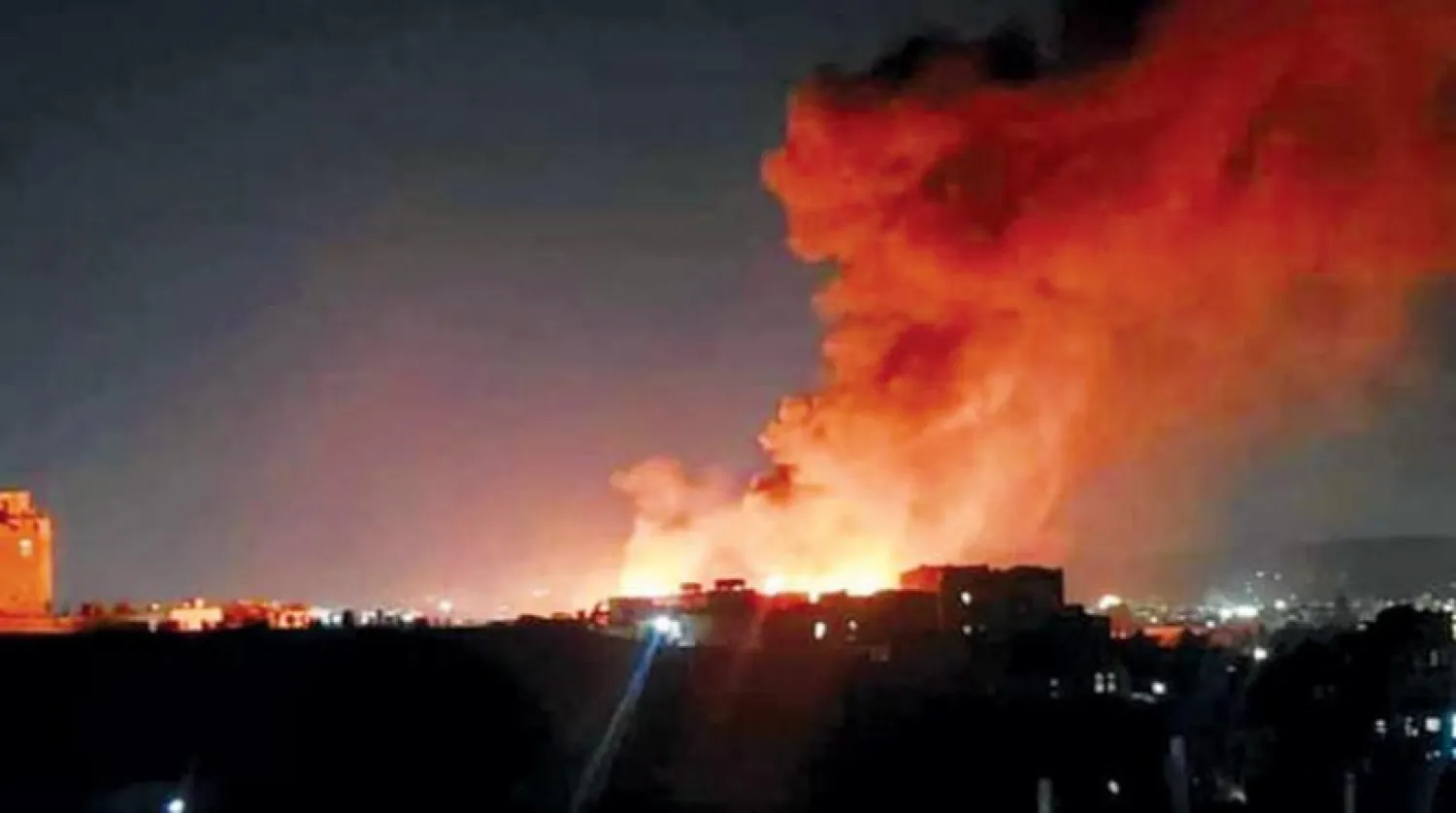 An image of the fire in Sanaa as tweeted by Yemen's information minister.