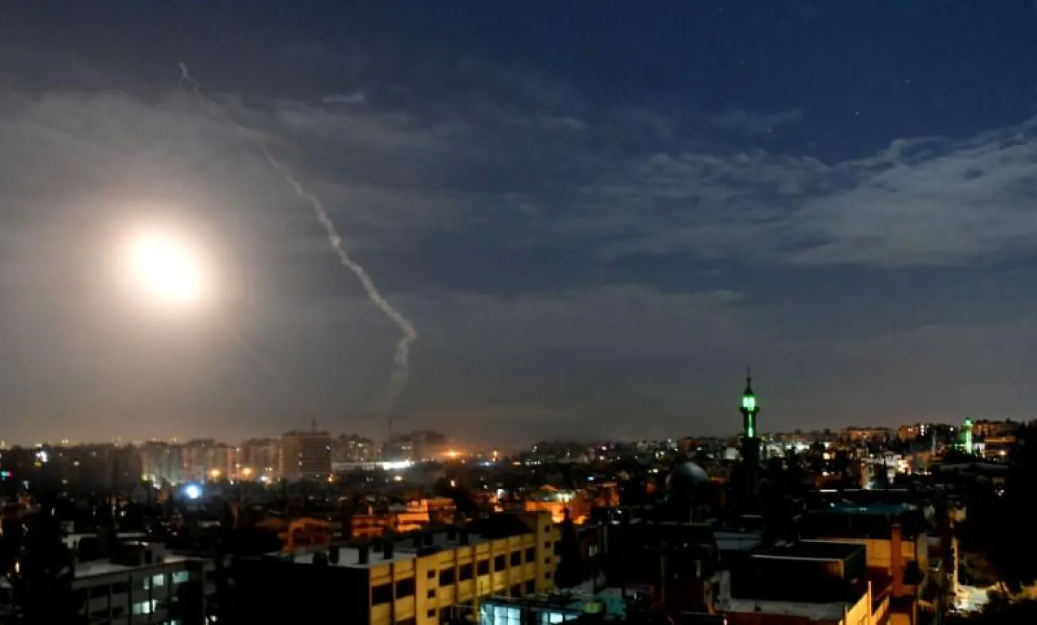 Missile fire is seen over Damascus, Syria January 21, 2019. SANA/Handout via REUTERS
