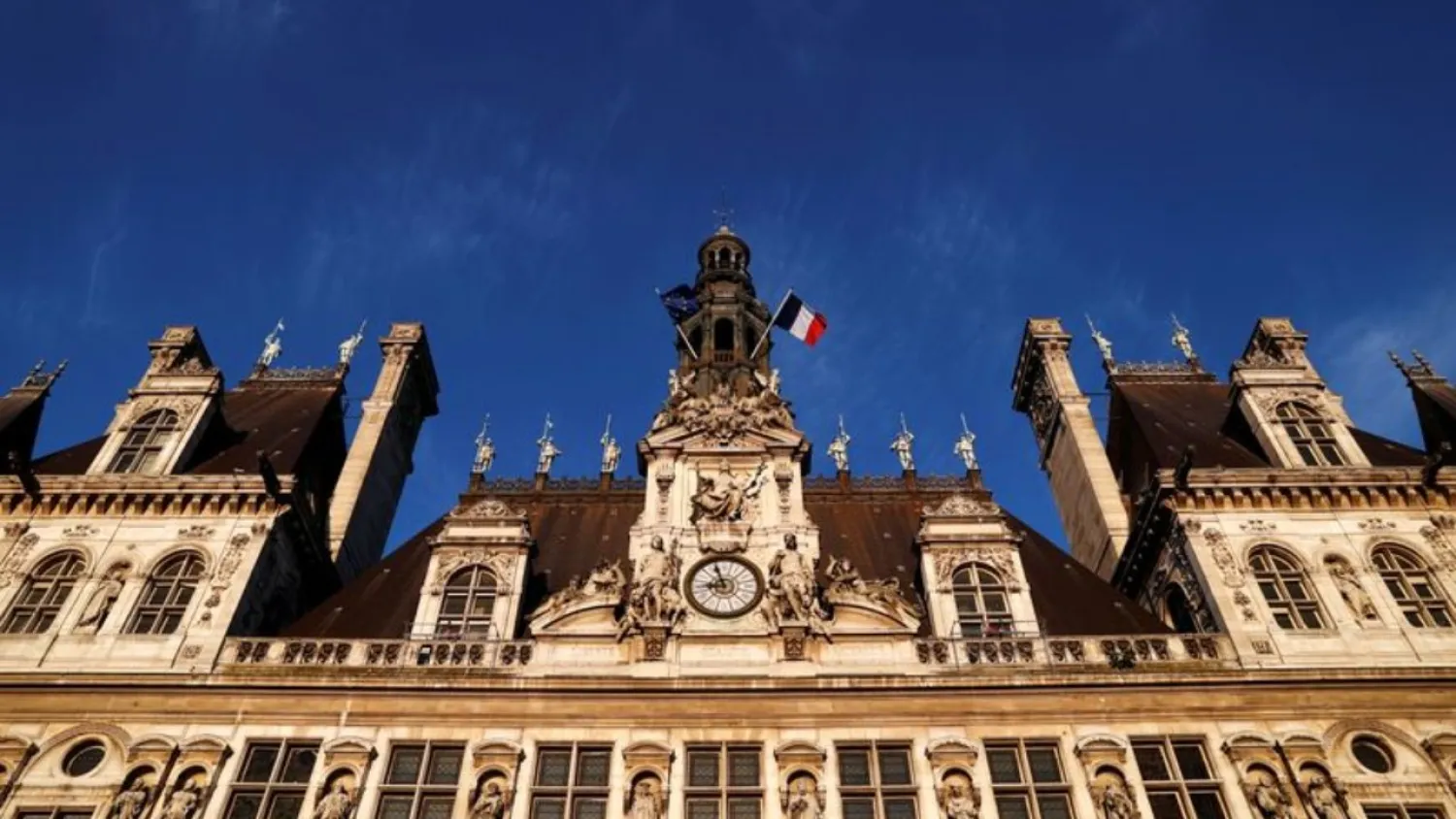 A general view shows the facade of Paris city hall, France, June 24, 2020. (Reuters)