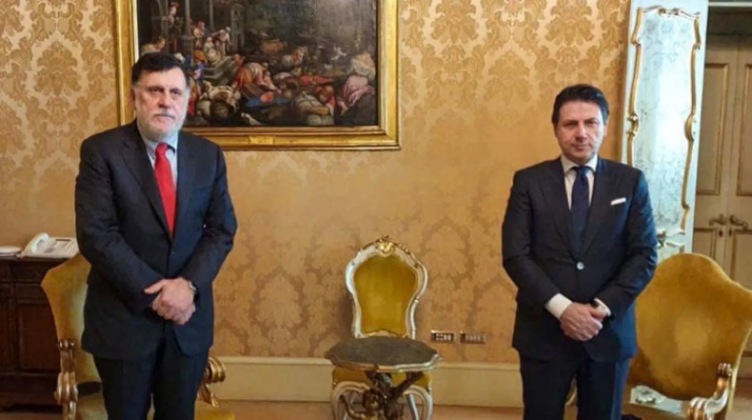 İtalya Başbakanı Giuseppe Conte, Roma’da UMH Başkanlık Konseyi Başkanı Fayiz es-Serrac’ı kabul etti (Reuters)