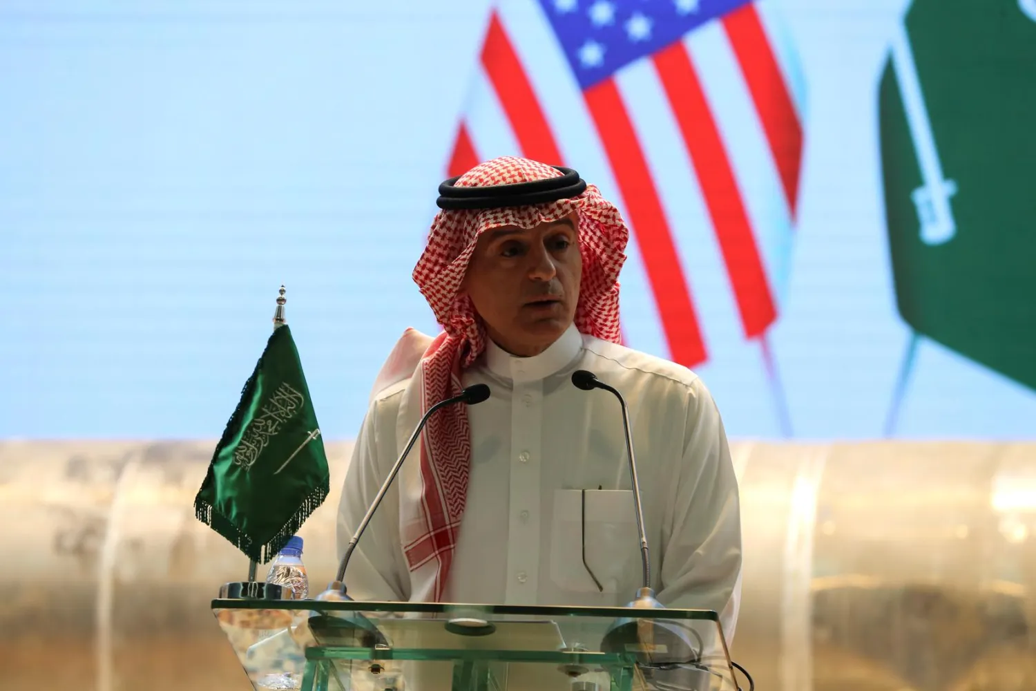Saudi Arabia's Minister of State for Foreign Affairs Adel al-Jubeir speaks during a joint news conference with US Special Representative for Iran Brian Hook, in Riyadh, Saudi Arabia June 29, 2020. REUTERS/Ahmed Yosri