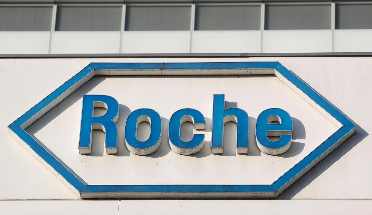 The logo of Swiss drugmaker Roche is seen at its headquarters in Basel, Switzerland January 30, 2020. (Reuters)