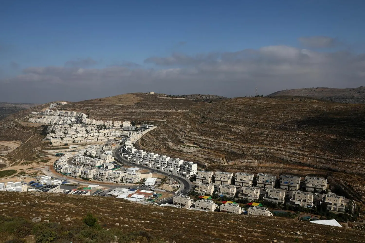 A view shows Israeli settlement buildings around Givat Zeev and Ramat Givat Zeev in the Israeli-occupied West Bank, near Jerusalem June 30, 2020. (Reuters)