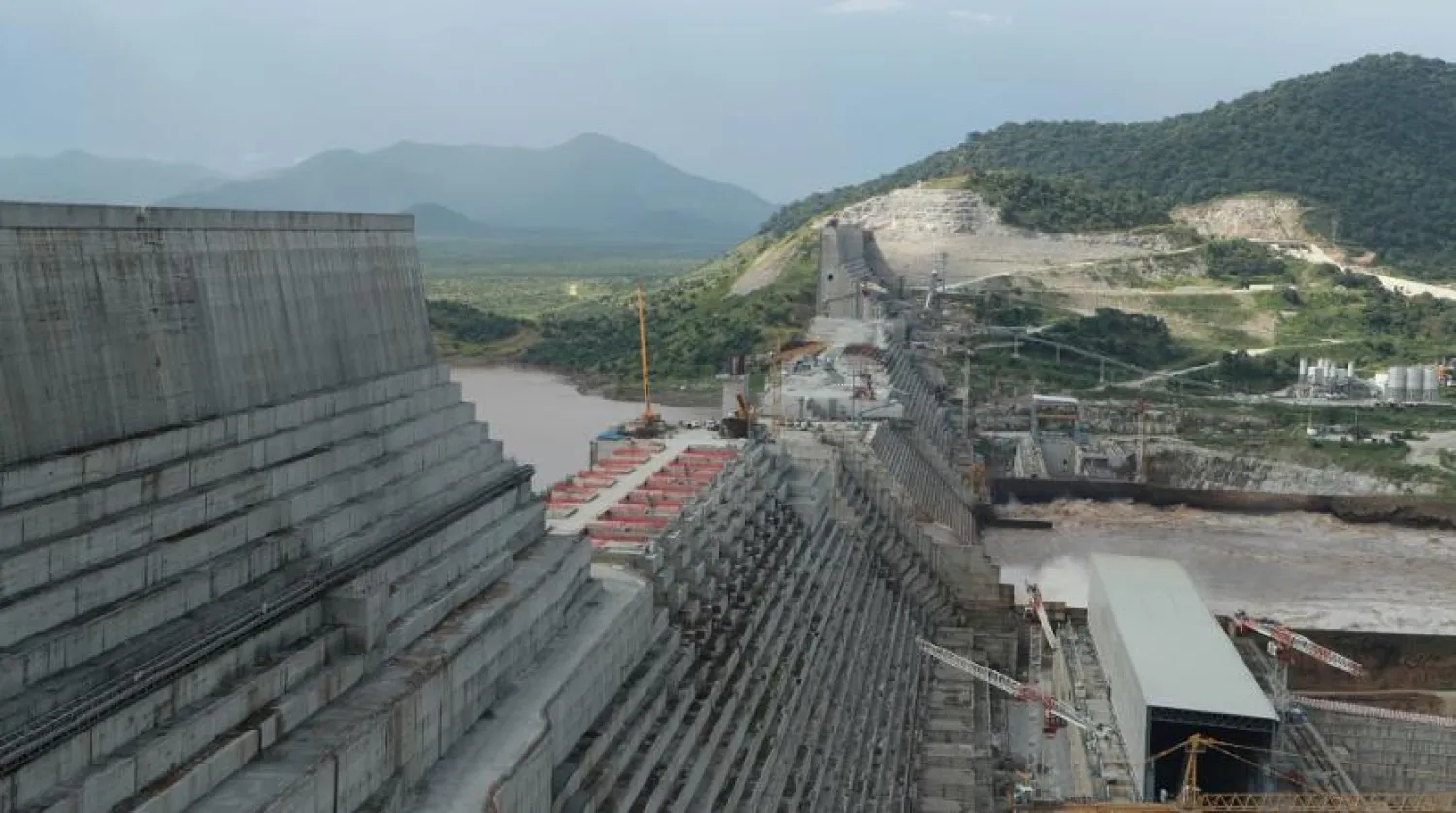 Ethiopia's Grand Renaissance Dam is seen as it undergoes construction work on the Nile River in Guba Woreda, Ethiopia, Sept. 26, 2019.
