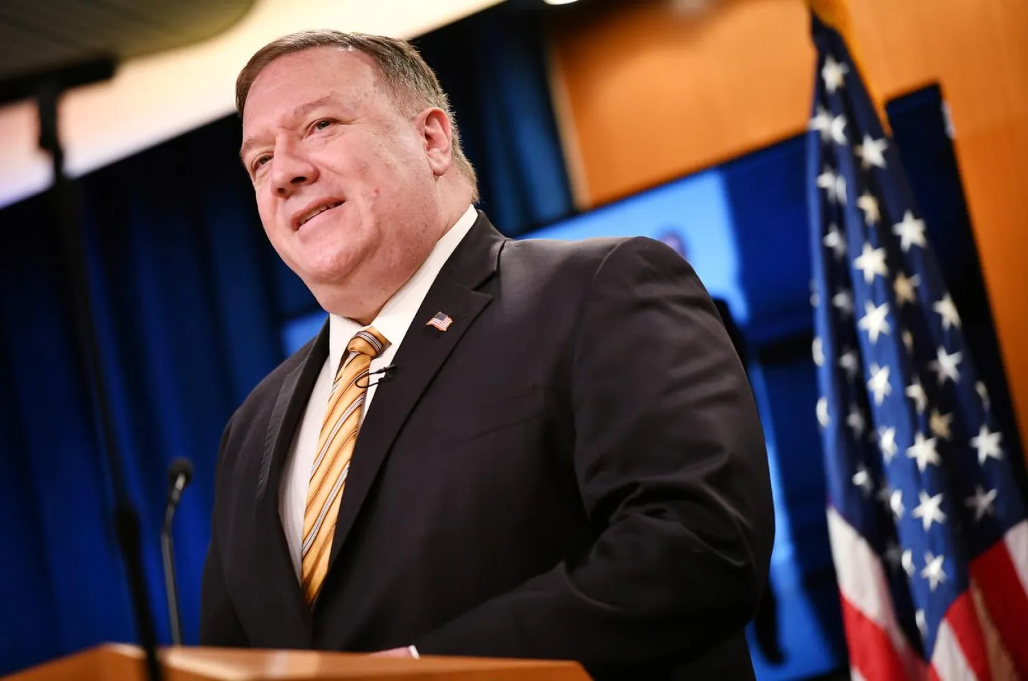 FILE PHOTO: US Secretary of State Mike Pompeo gives a news conference in Washington, US, June 24, 2020. Mangel Ngan/Pool via REUTERS