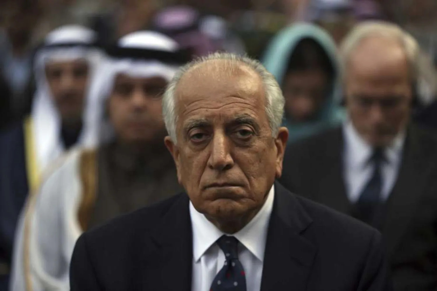 In this March 9, 2020 file photo, Washington's peace envoy Zalmay Khalilzad, attends Ashraf Ghani's inauguration ceremony at the presidential palace in Kabul, Afghanistan. (AP Photo/Rahmat Gul, File)