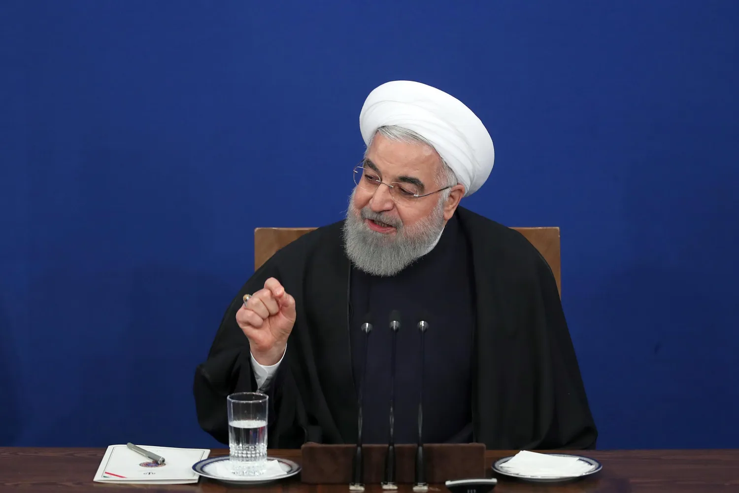 Iranian President Hassan Rouhani speaks during a news conference in Tehran, Iran, February 16, 2020. Official Presidential website/Handout via REUTERS