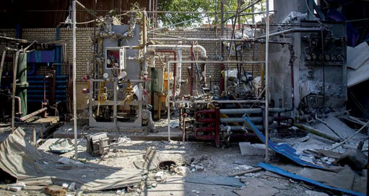 جانب من الانفجار الذي وقع في مصنع جنوب العاصمة طهران أمس (موقع ألف الإيراني)