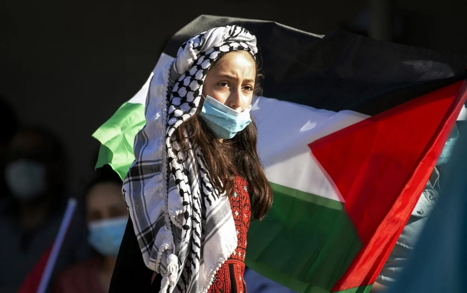Palestinians rally against Israel's annexation plans in the occupied West Bank village of Bardala on June 27. (AFP)