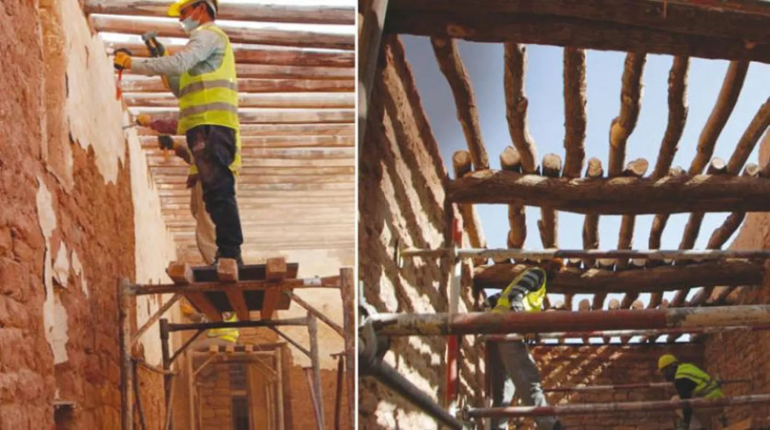 Renovation works at the mosques in AlUla (Asharq Al-Awsat)