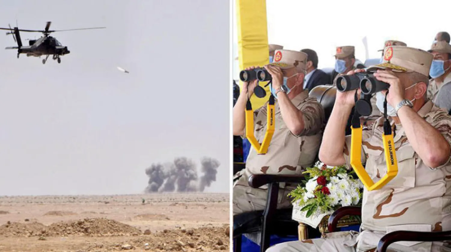 الفريق أول محمد زكي القائد العام للقوات المسلحة وزير الدفاع والإنتاج الحربى يتابع جانب من المناورة الاستراتيجية «حسم 2020» (المتحدث العسكري)