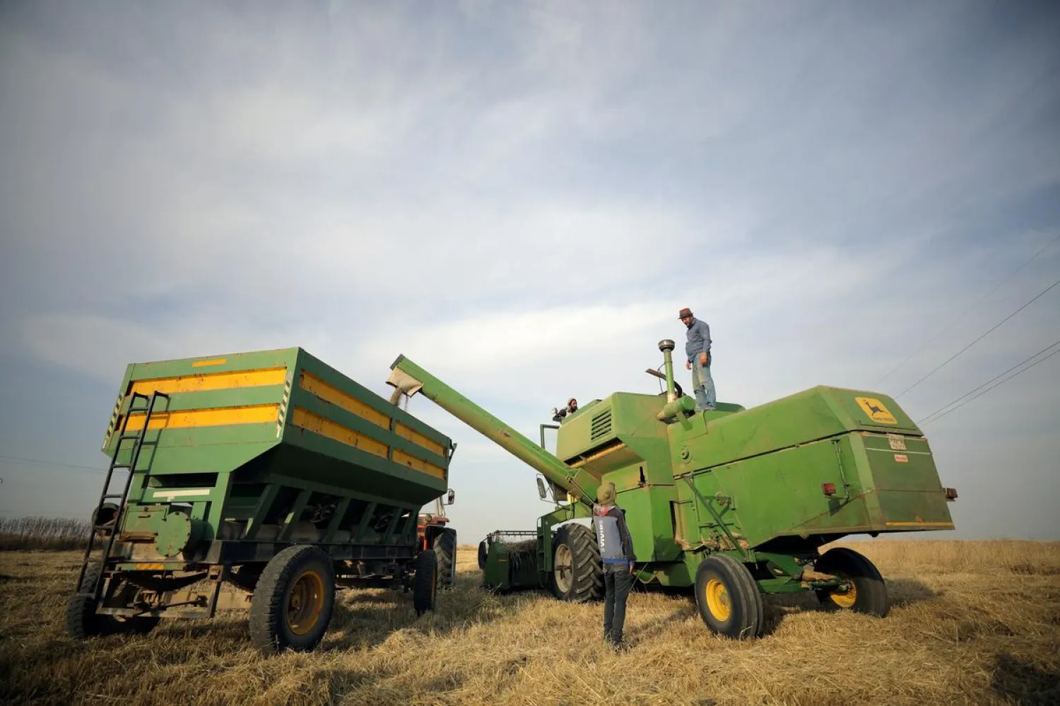FILE PHOTO: A combine harvester harvests wheat at a field in Qamishli, Syria June 2, 2019. REUTERS/Rodi Said/File Photo