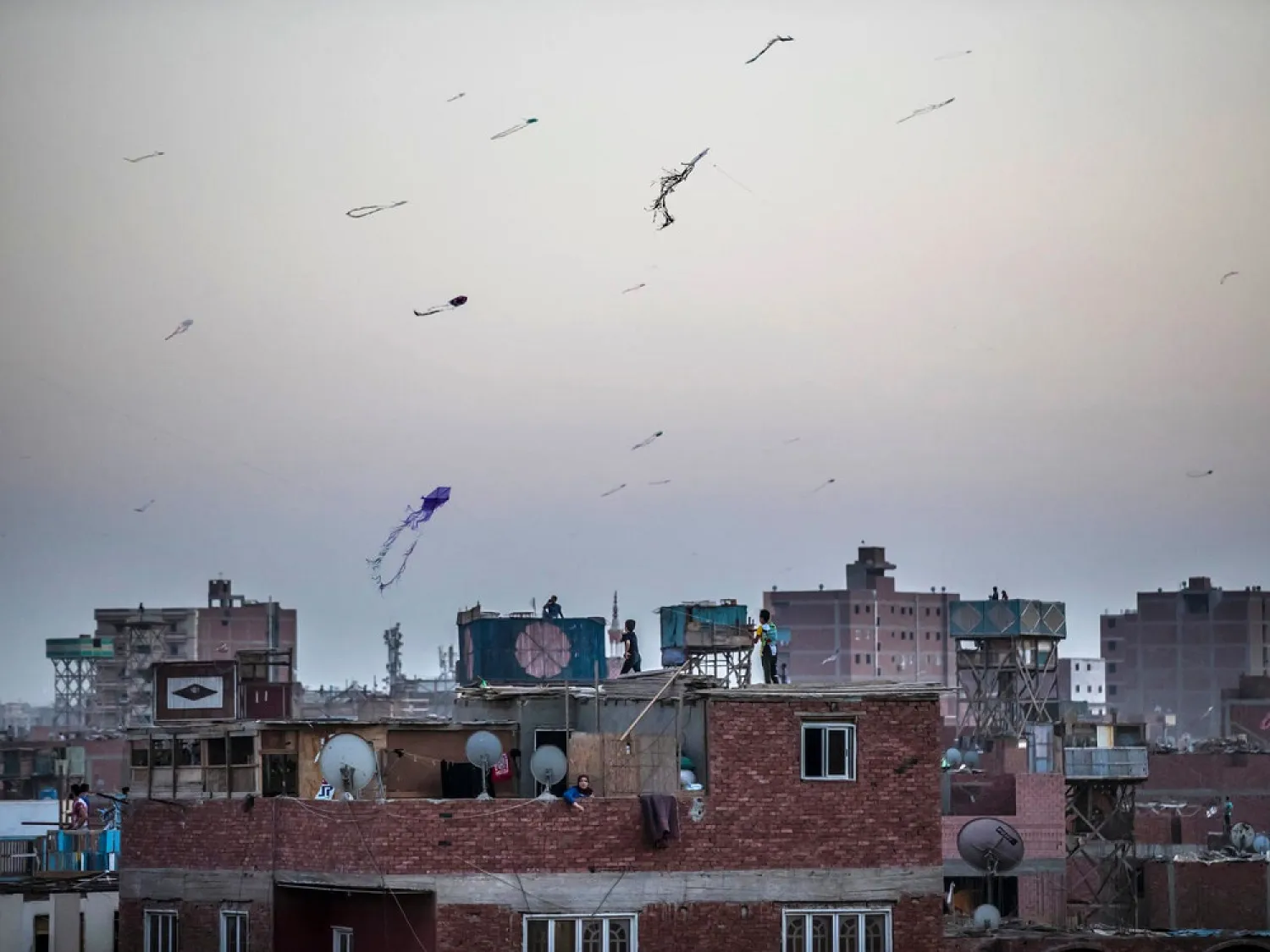 Egyptian police have seized kites from people flying them after a ban by a northern governorate for safety reasons. (AFP)