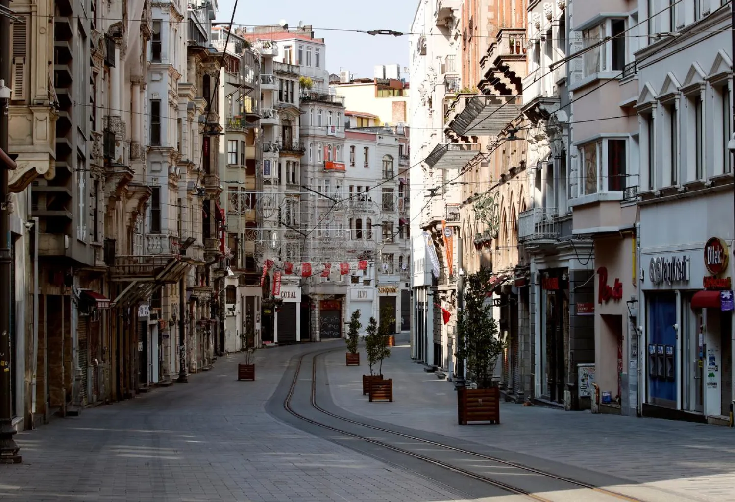 FILE PHOTO: A general view shows the deserted Istiklal Street during a two-day curfew which was imposed to prevent the spread of the coronavirus disease (COVID-19), in Istanbul, Turkey, April 11, 2020. REUTERS//Umit Bektas/File Photo