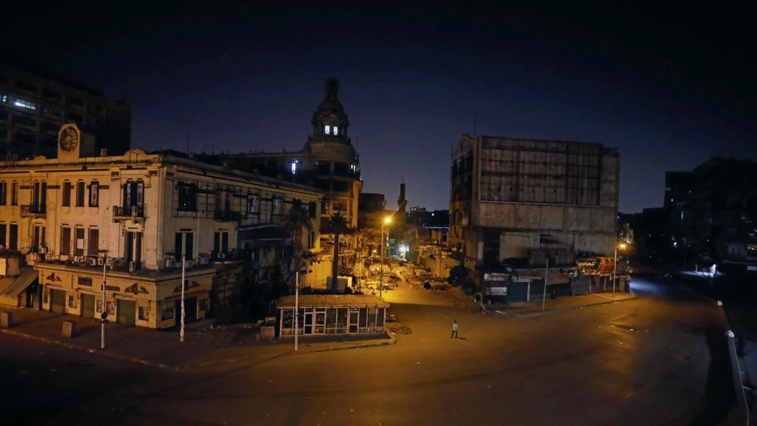 A general view for El Ataba square during curfew hours in Cairo. (Reuters)