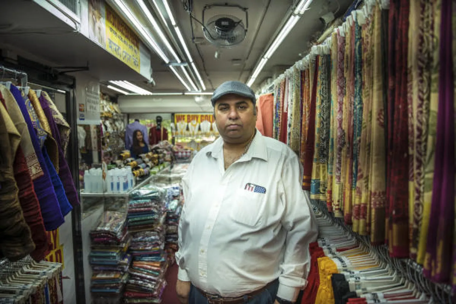 Chander Shekhar, co-owner of Shopno Fashion in New York's Jackson Heights neighborhood, poses for a portrait on June 22, 2020, the first day of New York City's "Phase Two" reopening plan. AP