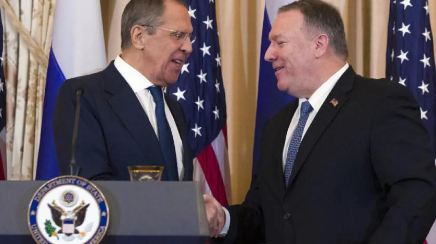 ABD Dışişleri Bakanı Mike Pompeo ve Rus mevkidaşı Sergey Lavrov Washington’daki bir basın açıklamasında (AP)