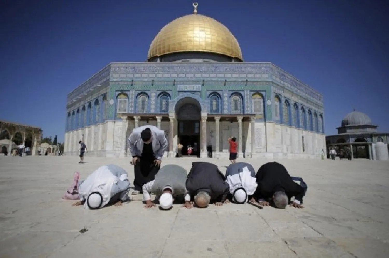 Worshipers praying at al-Aqsa Mosque in Jerusalem. Reuters file photo