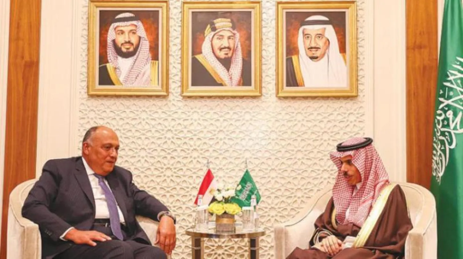 وزير الخارجية السعودي الأمير فيصل بن فرحان خلال لقاء سابق مع نظيره المصري سامح شكري في الرياض (الشرق الأوسط)