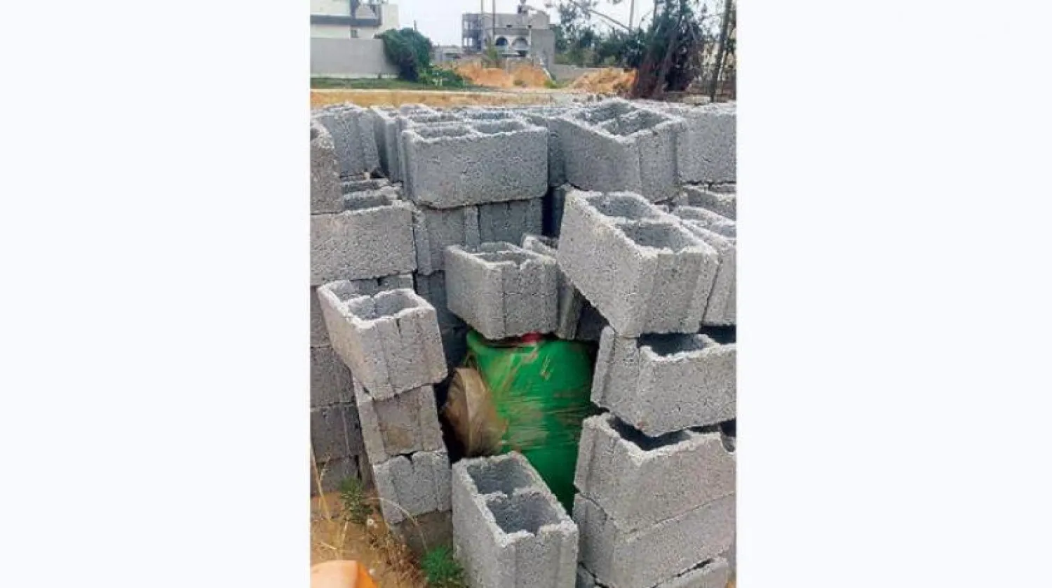 A large improvised explosive device connected to the Wagner Group hidden in cinder blocks within a residential area in Tripoli. AFRICOM