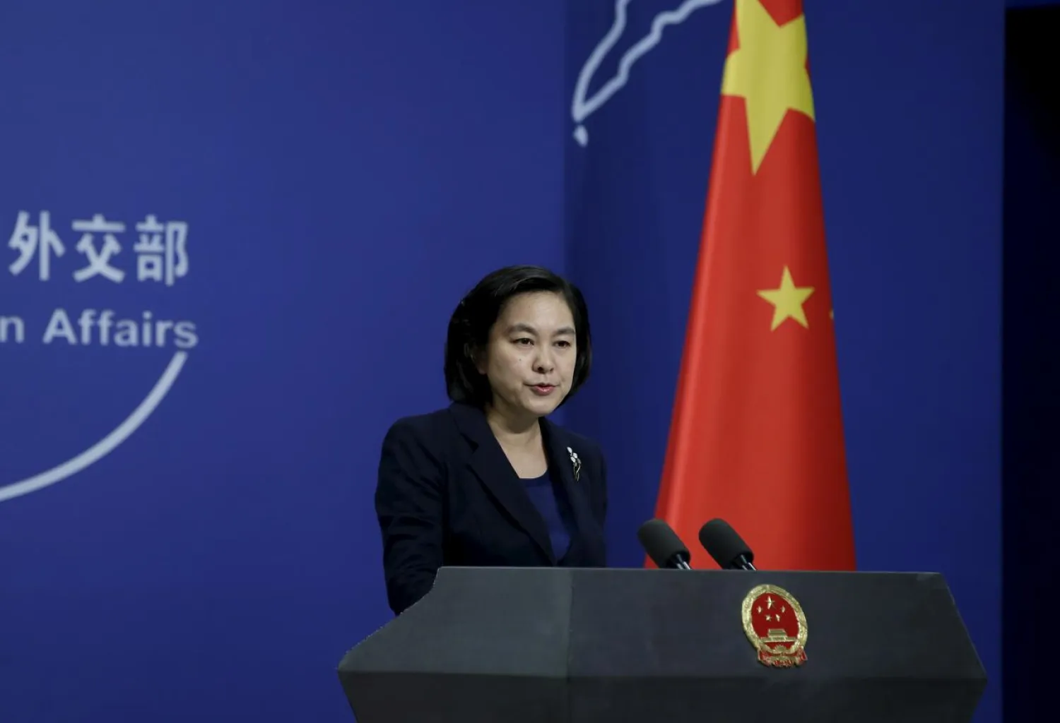 FILE PHOTO: Hua Chunying, spokeswoman of China's Foreign Ministry, speaks at a regular news conference in Beijing, China, January 6, 2016. REUTERS/Jason Lee