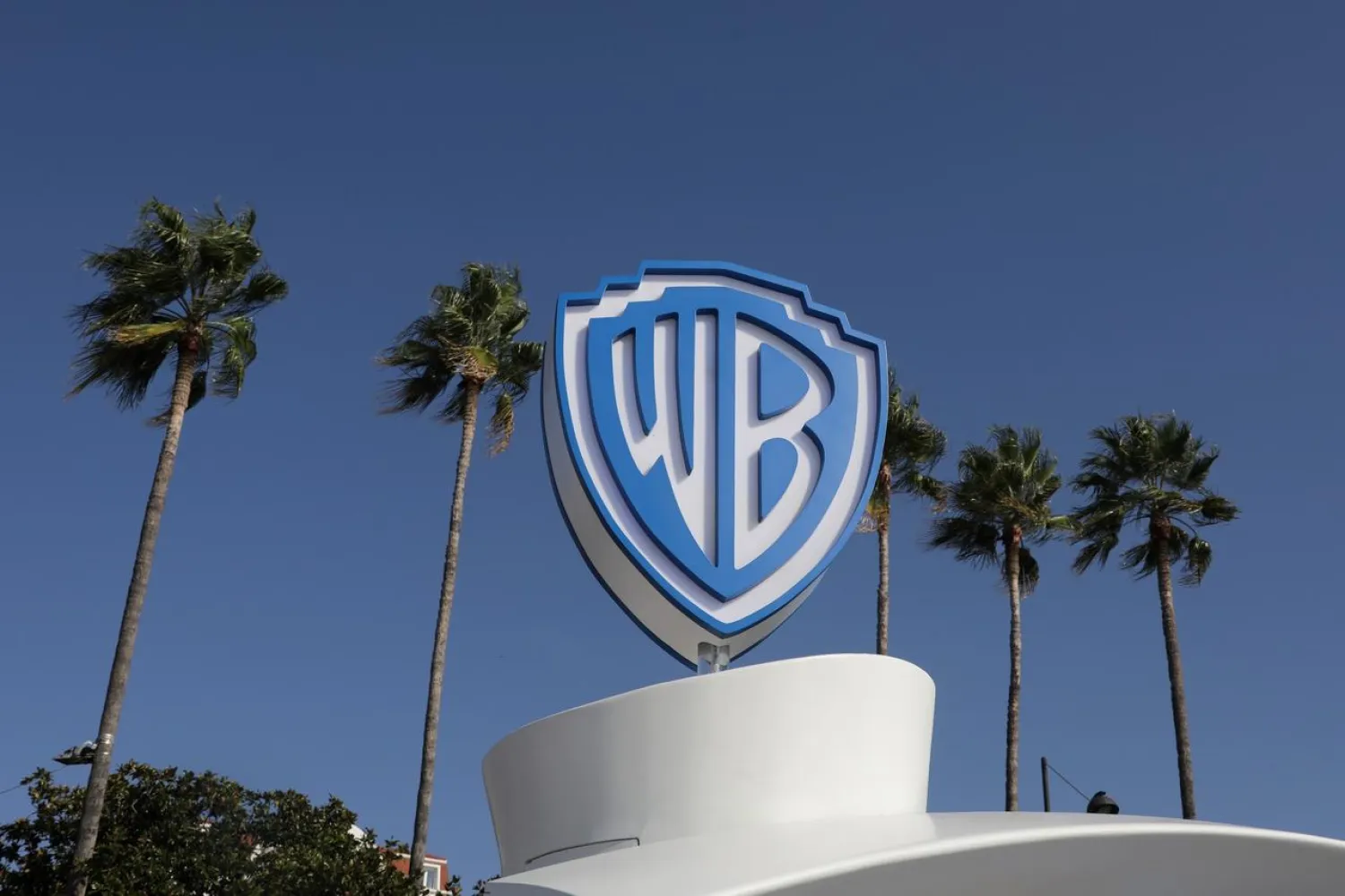 The Warner Bros logo is seen during the annual MIPCOM television program market in Cannes, France, October 14, 2019. (Reuters)