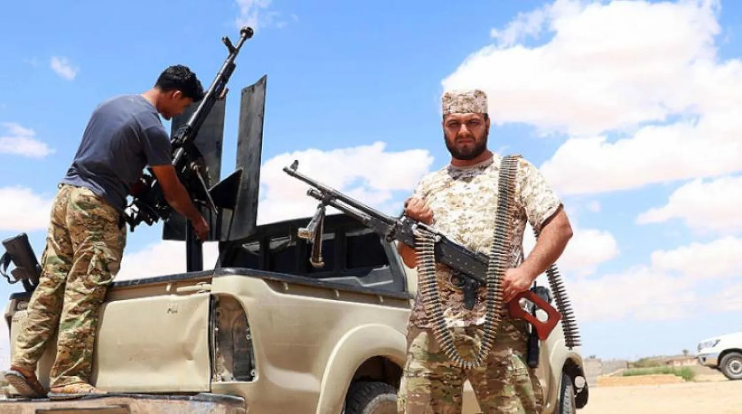 UMH güçleri, Sirte savaşına hazırlık olarak Ebu Kurayn şehri yakınlarında seferber olmayı sürdürüyor (EPA)