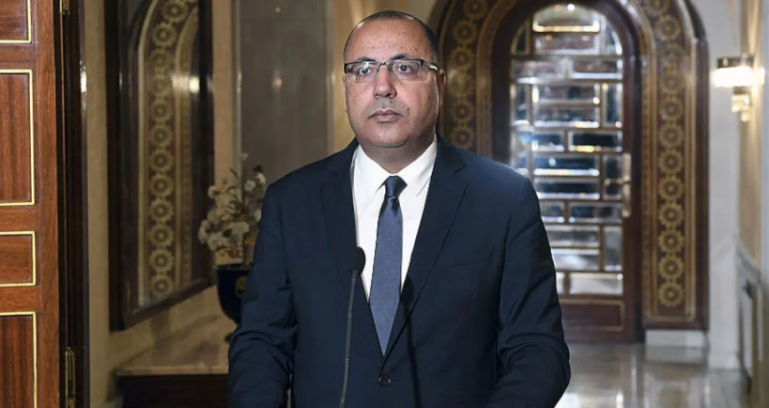 المشيشي يتحدث في قصر قرطاج الرئاسي السبت بعد تكليفه من الرئيس سعيّد تشكيل حكومة جديدة (أ.ف.ب)