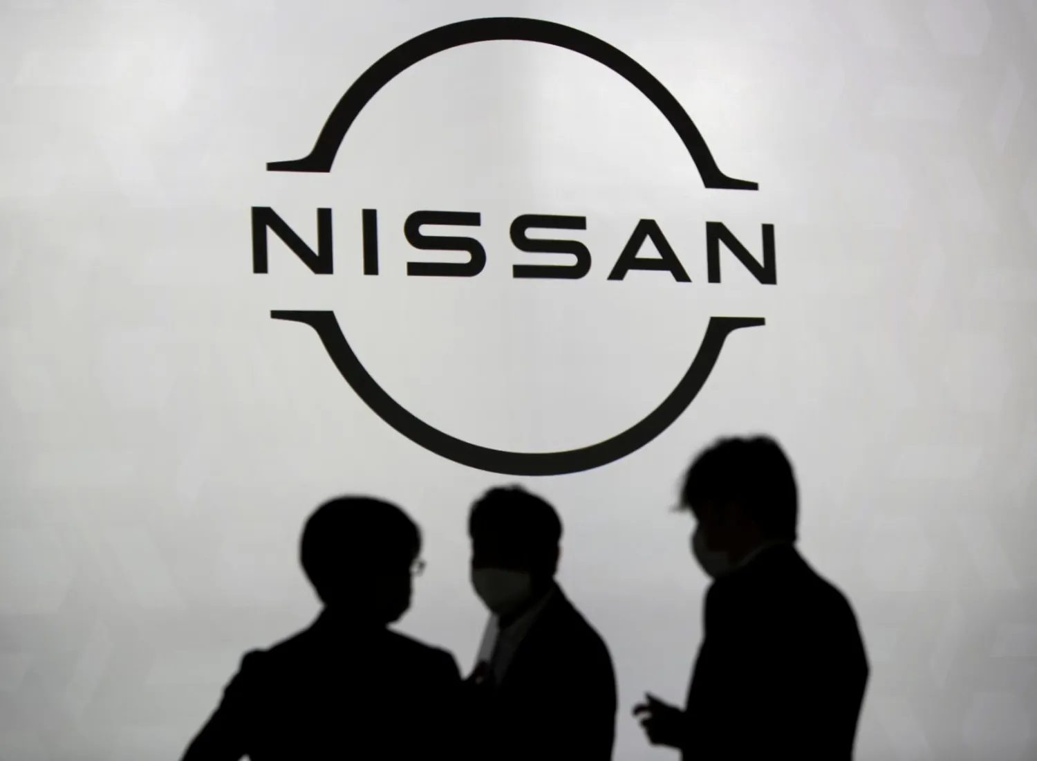 The brand logo of Nissan Motor Corp. is displayed during a press preview of the company's new Ariya all-battery SUV, ahead of the world premiere, at Nissan Pavilion in Yokohama, south of Tokyo, Japan July 14, 2020. REUTERS/Issei Kato/File Photo