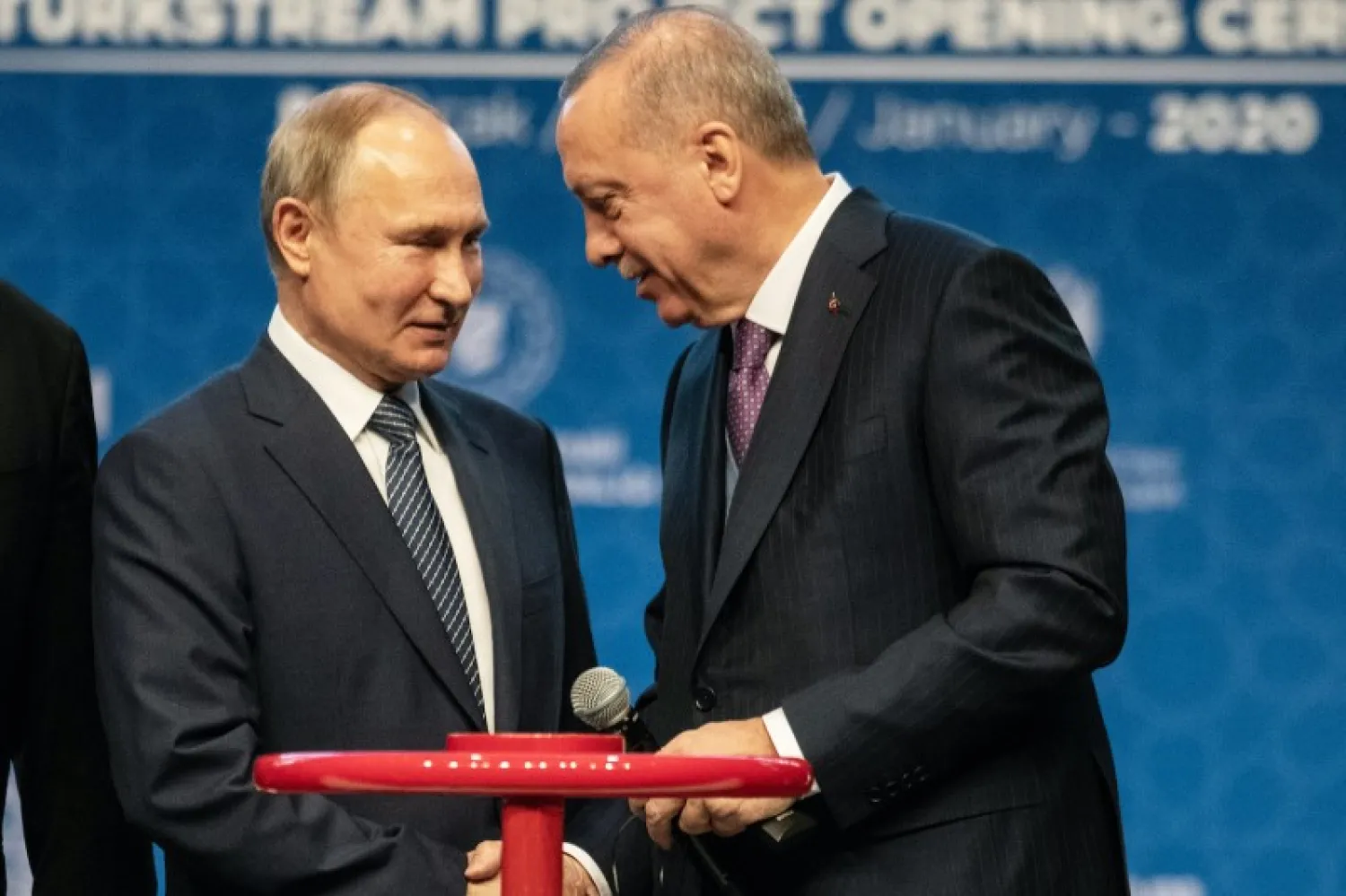 File photo: Turkish President Recep Tayyip Erdogan and Russian President Vladimir Putin attend the opening ceremony of the Turkstream Gas Pipeline Project in Istanbul. BURAK KARA/Getty Images