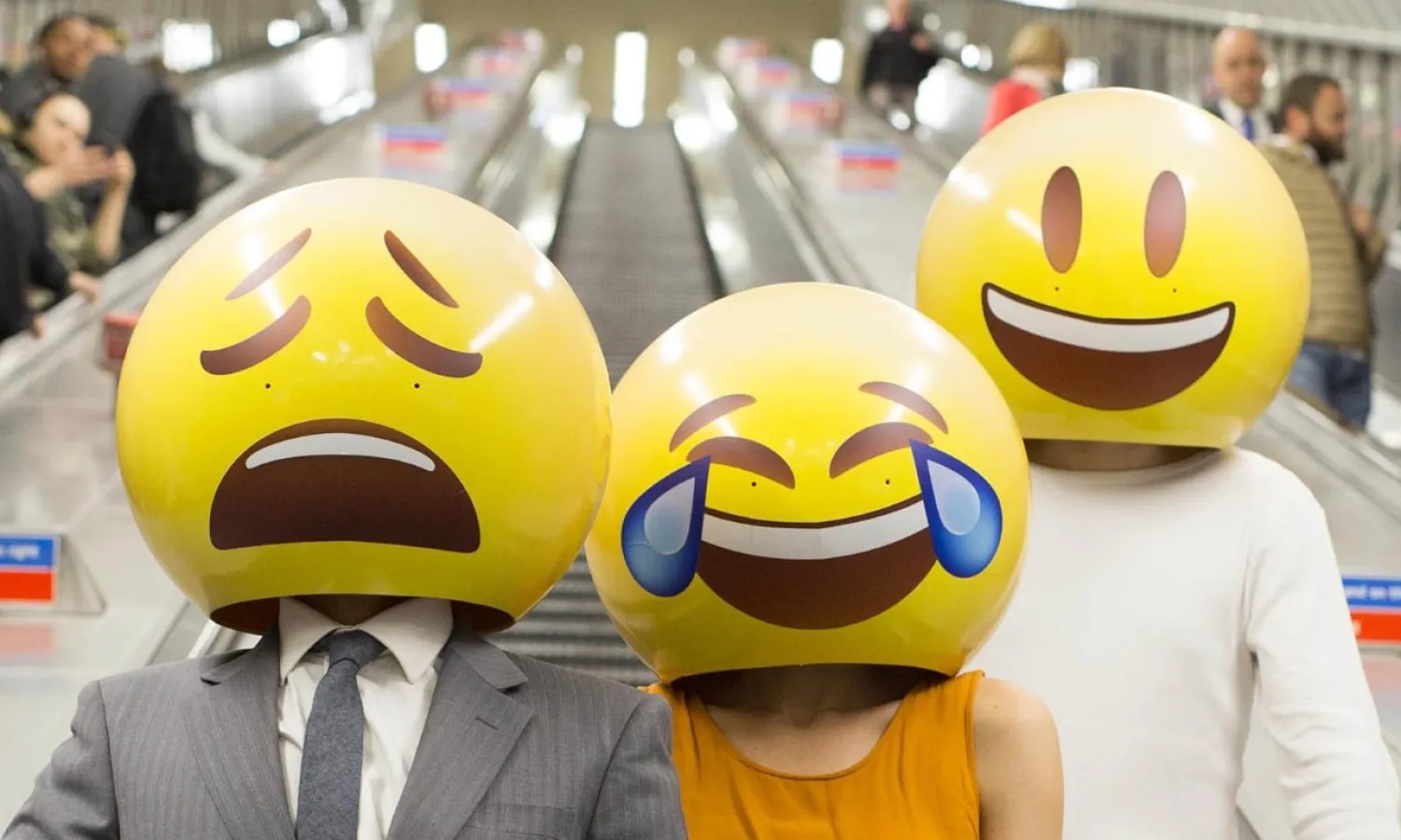 ‘Sprightly youths express laughter with such emojis as Face With Tears Of Joy and Smiling Face With Open Mouth And Smiling Eyes. Photograph: David Parry/PA