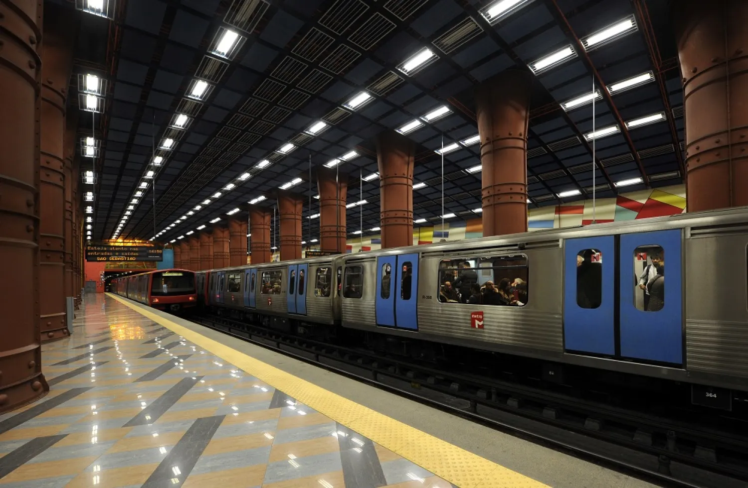 Subway trains at the Olaias metro station in Lisbon. (Getty Images)
