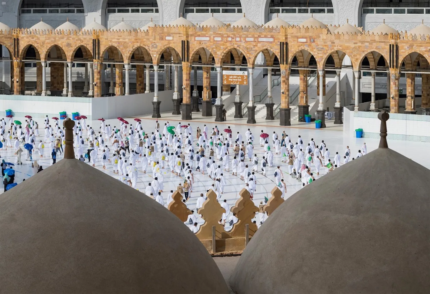 Hajj pilgrims at the Grand Mosque in Makkah, Saudi Arabia. (SPA)
