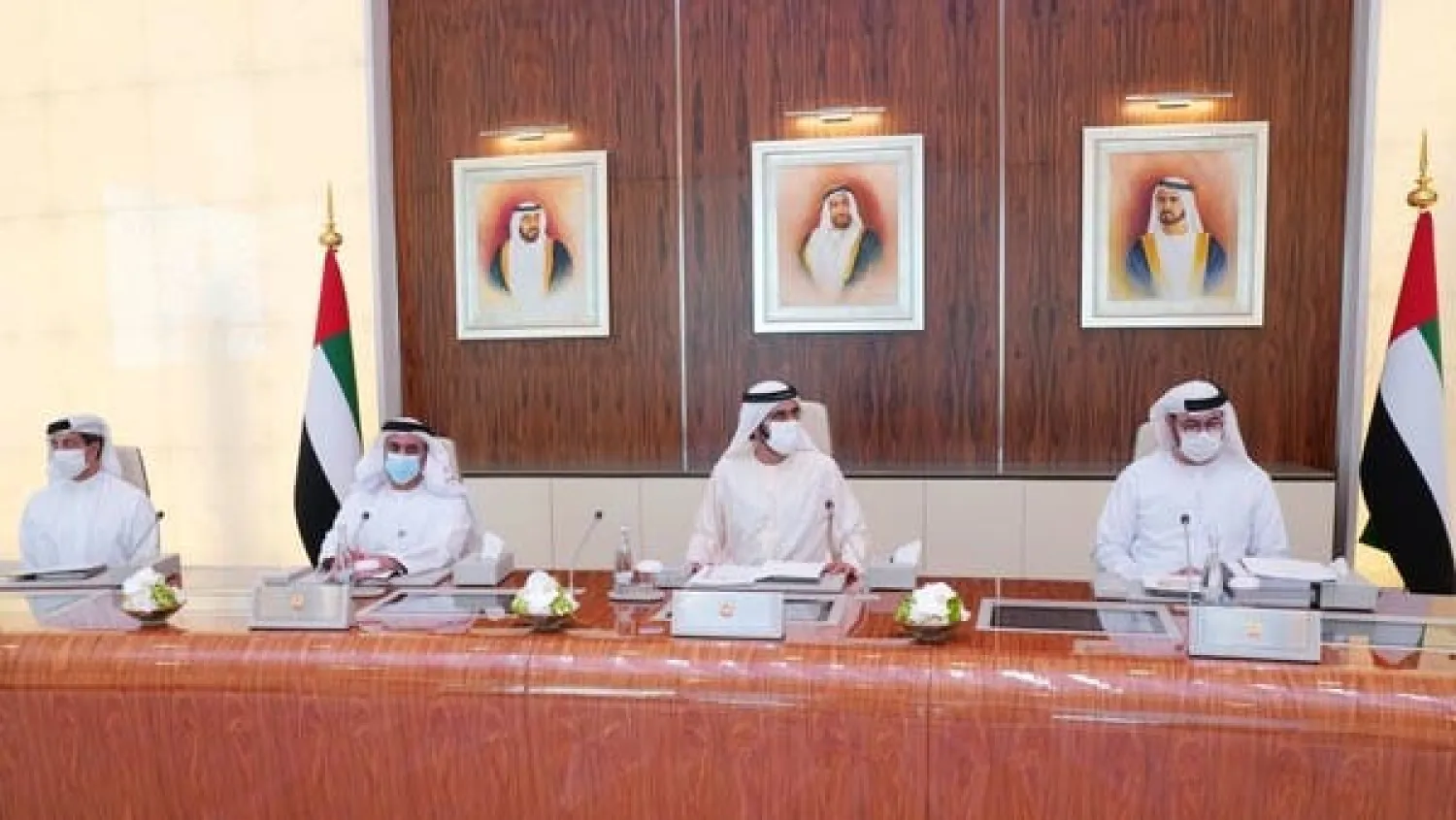 Sheikh Mohammed bin Rashid Al Maktoum, Vice President, Prime Minister and Ruler of Dubai chairs UAE Cabinet meeting. (WAM)
