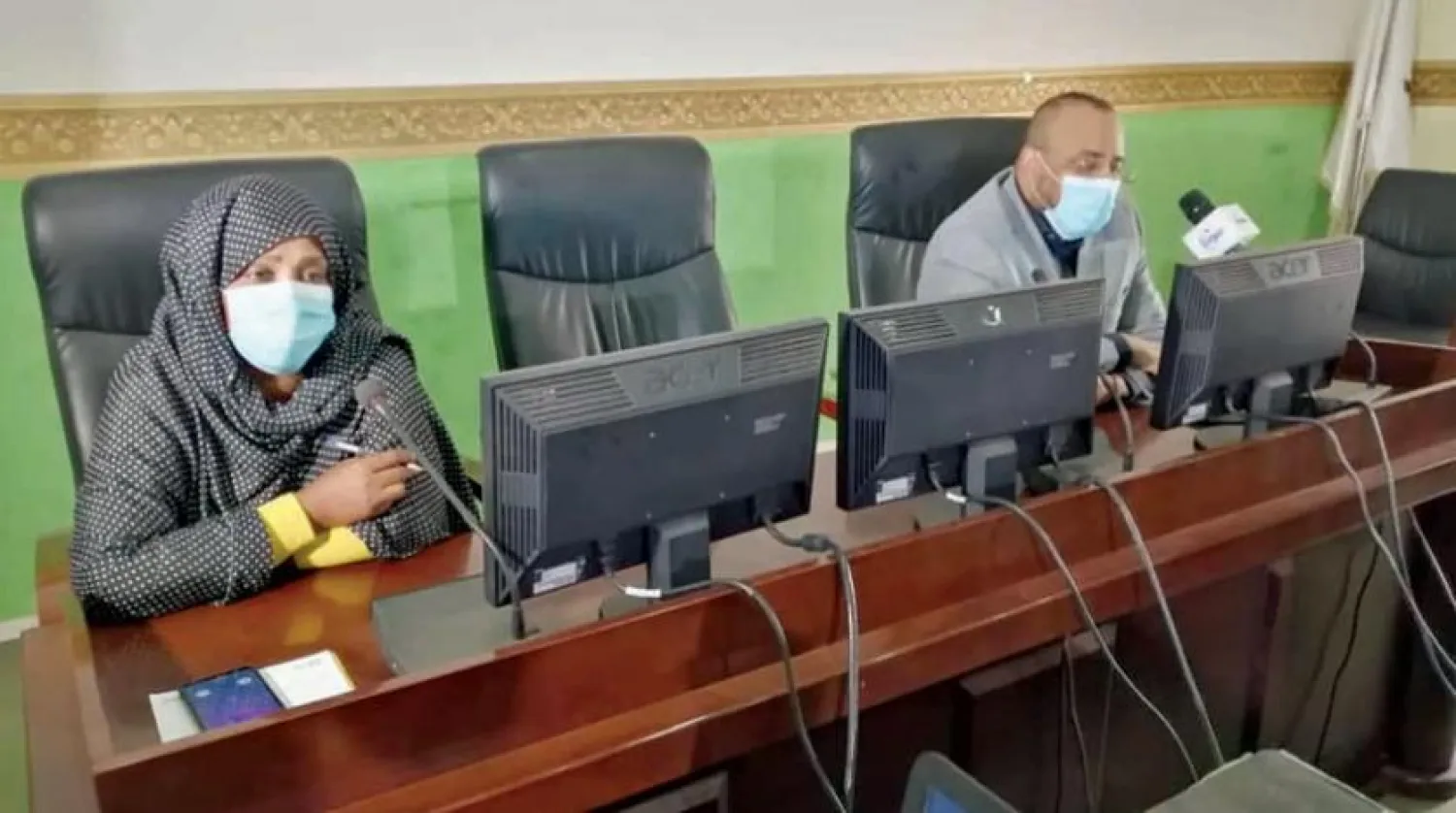 Director of Sudan's Health Promotion Directorate Sarah al-Malek at the Ministry’s launching of its online coronavirus testing project (SUNA) 