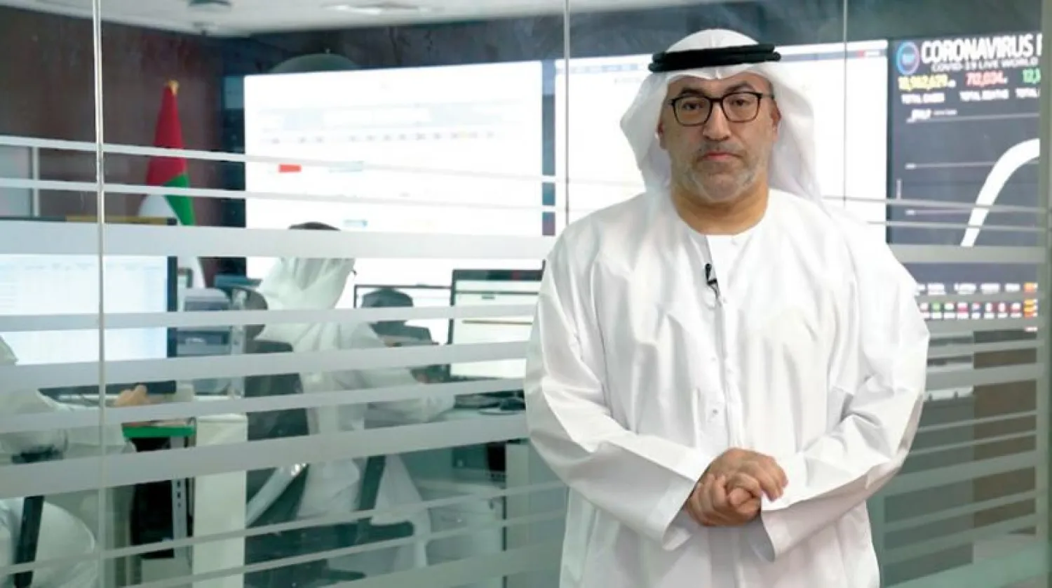 Dün BAE hükümeti tarafından yapılan brifing sırasında BAE Sağlık Bakanı (WAM)